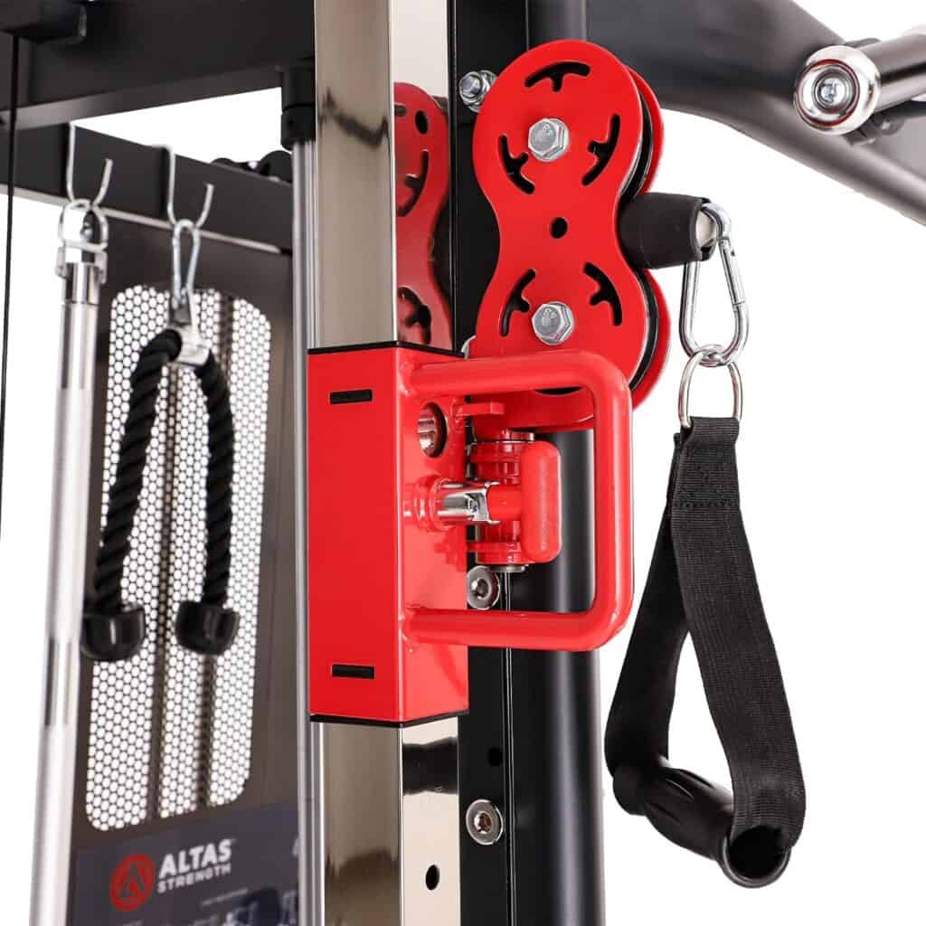 Altas Strength Home Gym Equipment Smith Machine with Pulley System Gym Squat Rack Pull Up Bar Upper Body Strength Training Leg Developer Light Commercial Fitness Equipment Included Accessories 3000Y