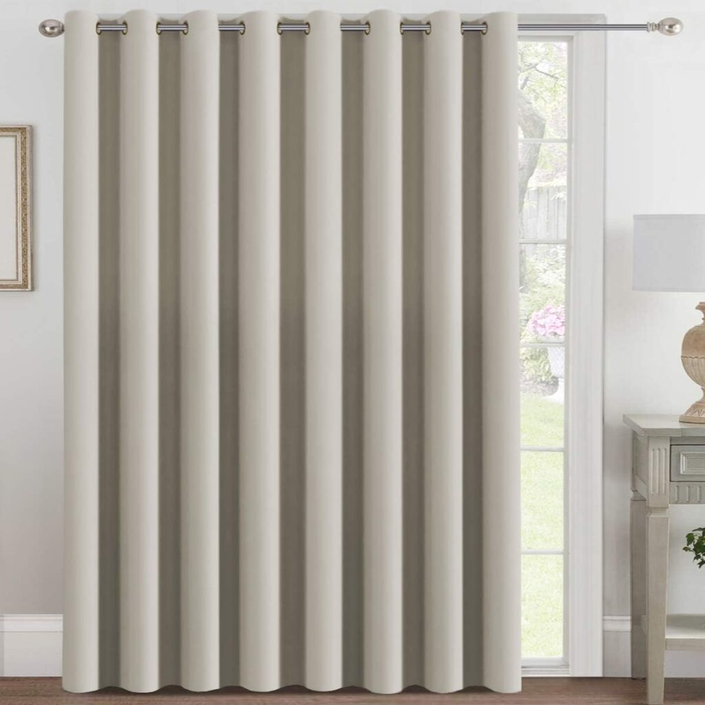 Extra Wide Blackout Curtain for Living Room Thermal Insulated Light Blocking Room Darkening Grommet Curtain Drapes for Patio Door/Bedroom/Home Theater, 100 Wide by 108 Long, 1 Panel, Cream