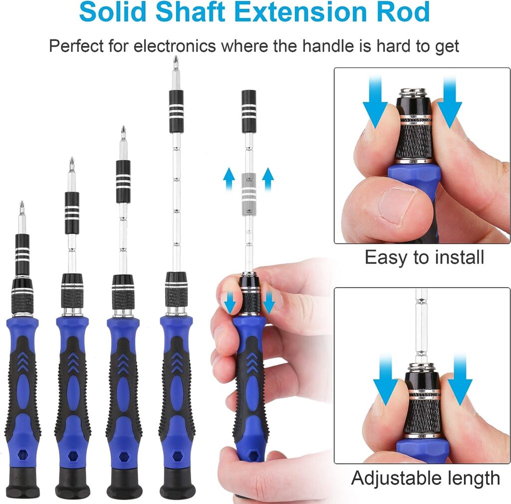 XOOL 62 in 1 Precision Screwdriver Kit, Electronics Repair Tool Kit, Magnetic Driver Kit with Flexible Shaft, Extension Rod for Mobile Phone, Smartphone, Game Console, PC, Tablet