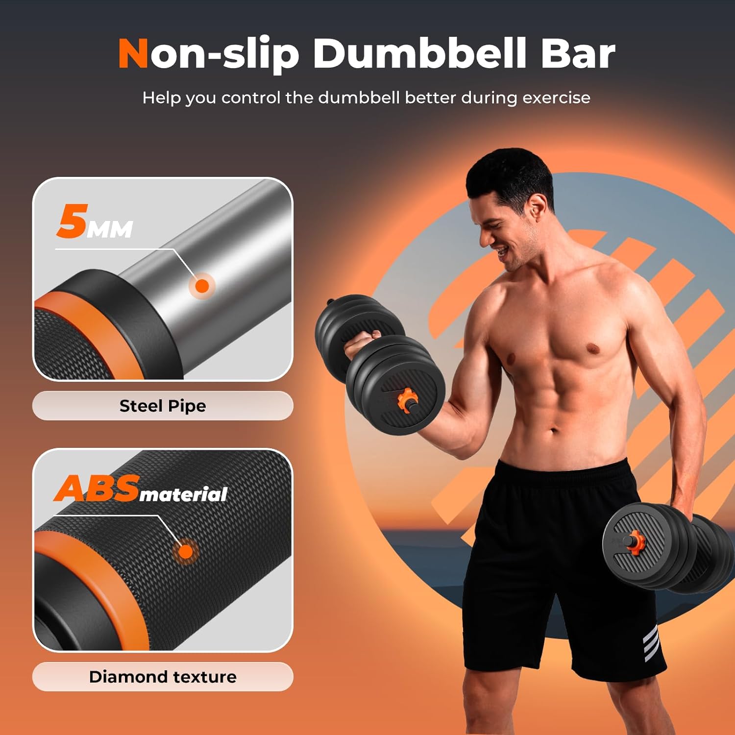 FEIERDUN Adjustable Dumbbells, 50/90lbs Free Weight Set with Connector, 4 in1 Dumbbells Set Used as Barbell, Kettlebells, Push up Stand, Fitness Exercises for Home Gym Suitable Men/Women