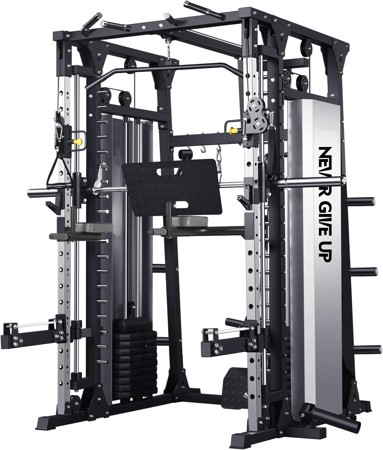 Power Plus Fitness Smith Machine with Leg Press Multifunctional Squat Rack Adjustable Pulley Home Gym Power Cage All in One Exercise Equipment