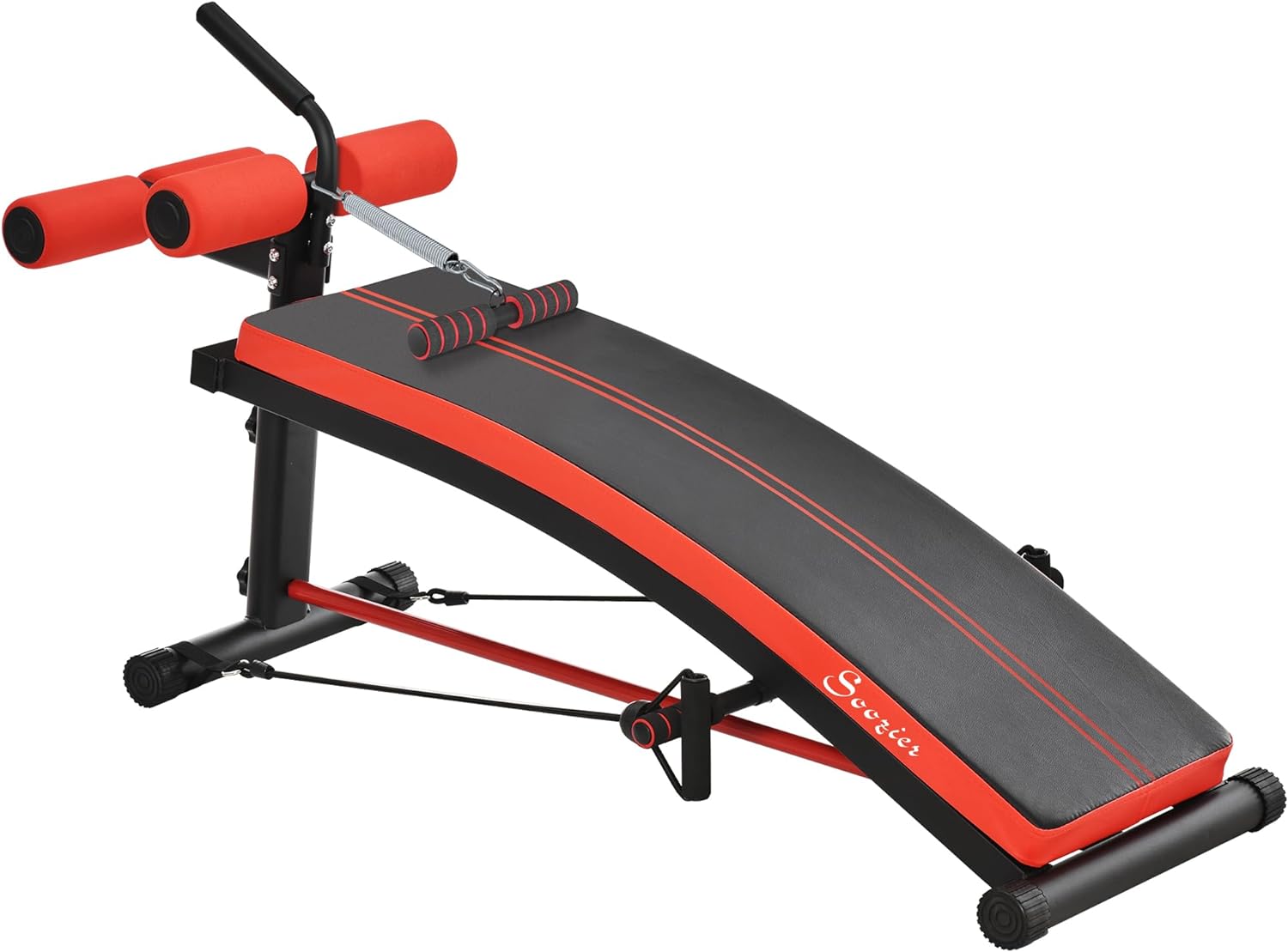 Soozier Sit Up Bench, Workout Bench Abdominal Trainer with Resistance Bands and Reverse Crunch Handle